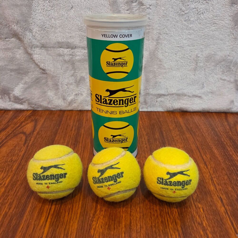 Vintage Slazenger Tennis Balls and Original Tin Can from 1970's USED